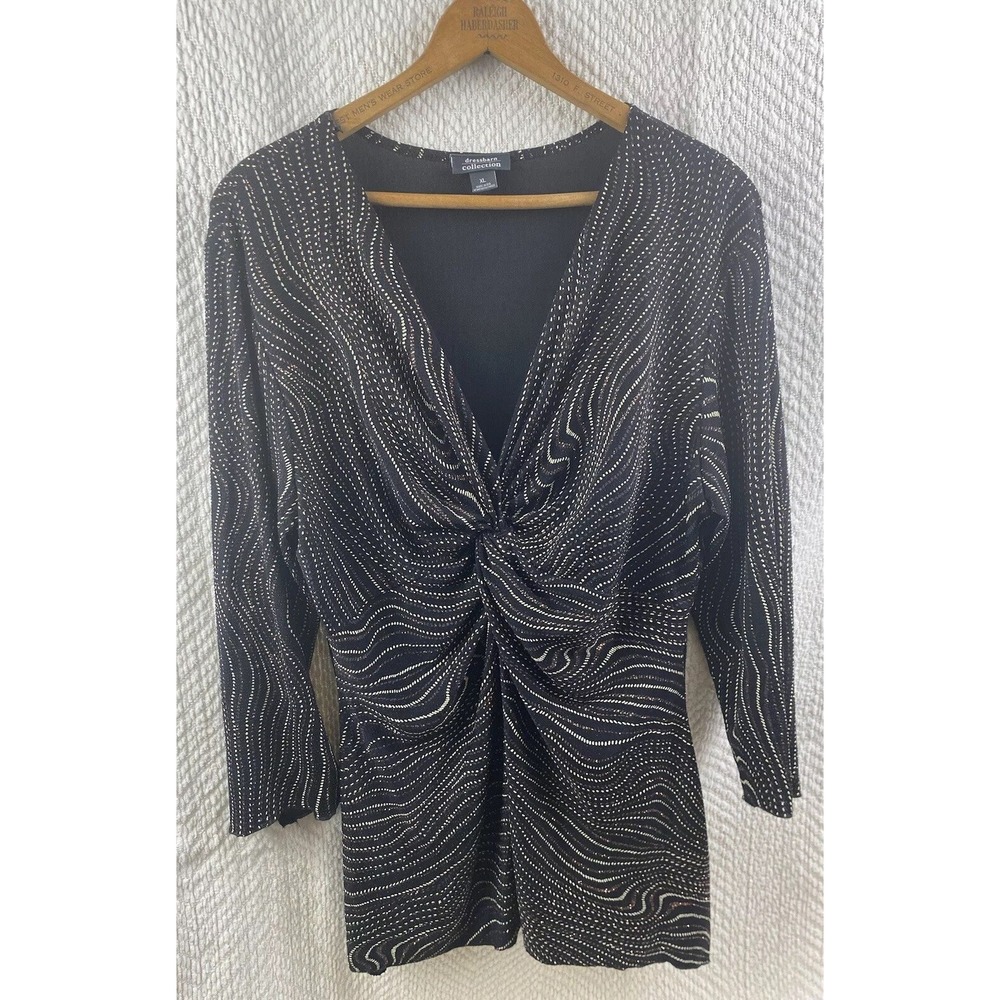 Dressbarn Collection Womens Top Blouse XL Black‎ Glitter Shimmer Sparkle Evening